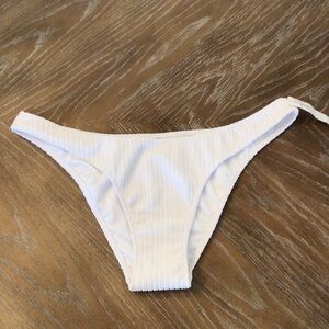 Pink Victorias Secret White Ribbed High Cut Cheeky Brazilian Bikini Bottom XXL
